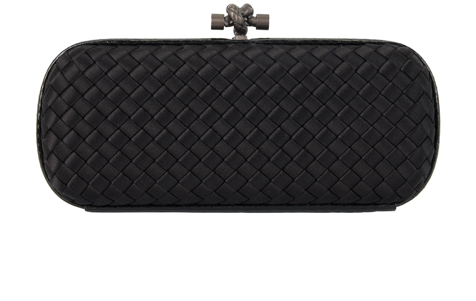 Knot Clutch, &pound;650, Handbags, Black, Satin, Back view